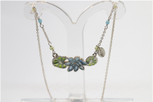 COLLAR NENÚFAR VITRAL - Azul cobalto claro y verde.