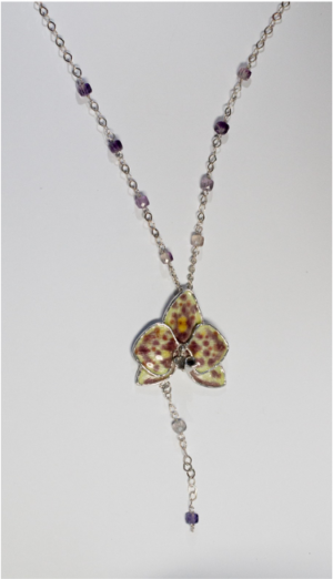 COLLAR ORQUÍDEA MAXI - Amarillo claro y manchas vino