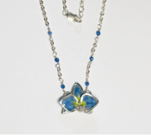 COLLAR ORQUÍDEA MINI - Azul con verde ácido