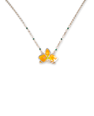 COLLAR ORQUÍDEA MINI - Rosa durazno con verde ácido